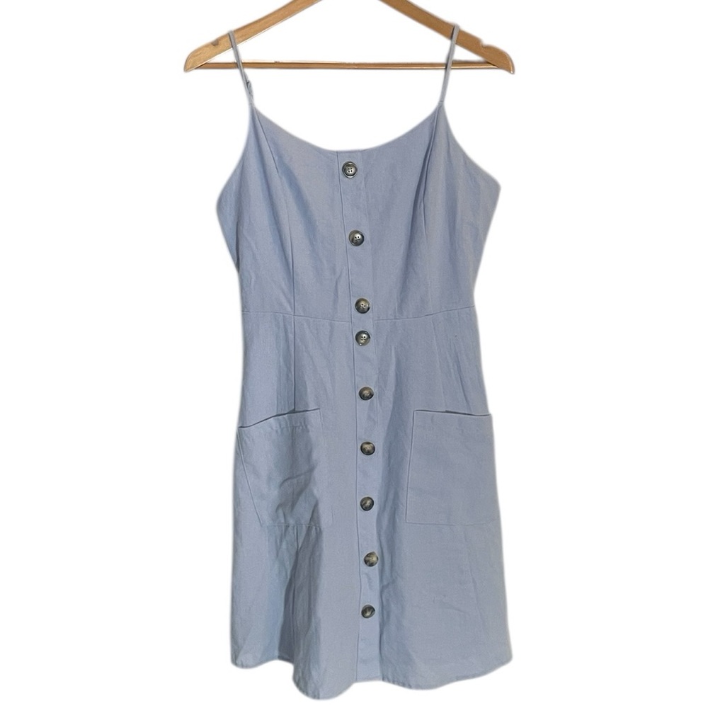 Y4- light blue strap dress w/tie in back HYGVE medium med m